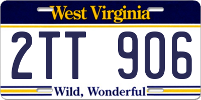 WV license plate 2TT906