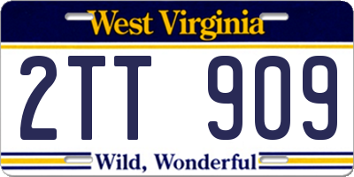 WV license plate 2TT909