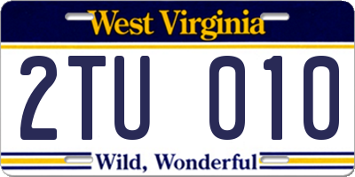 WV license plate 2TU010