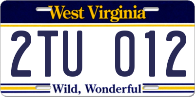 WV license plate 2TU012