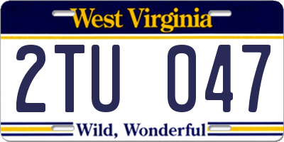 WV license plate 2TU047