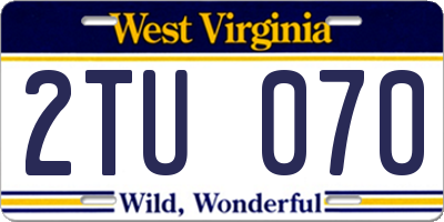 WV license plate 2TU070