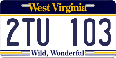 WV license plate 2TU103