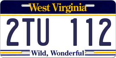 WV license plate 2TU112