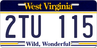 WV license plate 2TU115