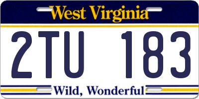 WV license plate 2TU183