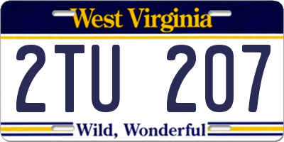 WV license plate 2TU207