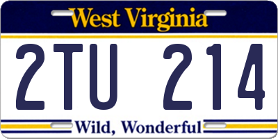 WV license plate 2TU214