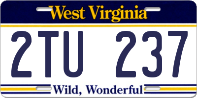 WV license plate 2TU237