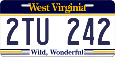 WV license plate 2TU242