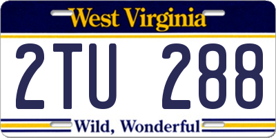 WV license plate 2TU288