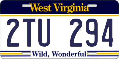 WV license plate 2TU294