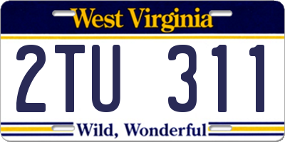 WV license plate 2TU311