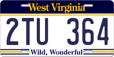 WV license plate 2TU364