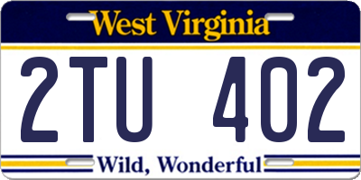 WV license plate 2TU402