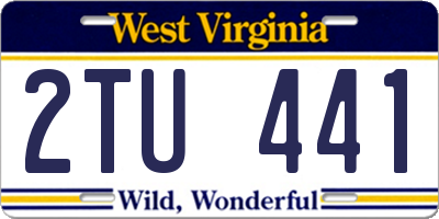 WV license plate 2TU441