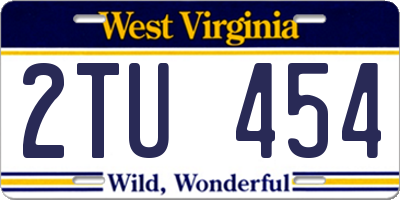 WV license plate 2TU454