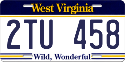 WV license plate 2TU458