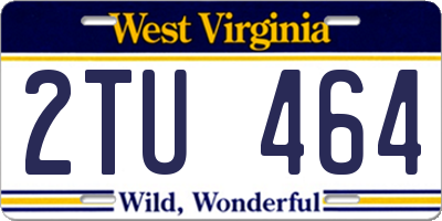 WV license plate 2TU464