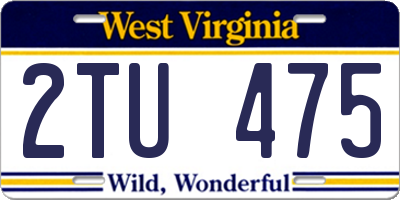 WV license plate 2TU475