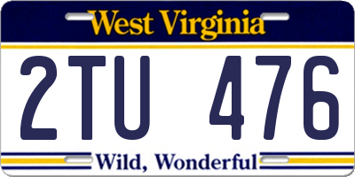 WV license plate 2TU476