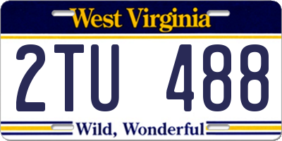 WV license plate 2TU488