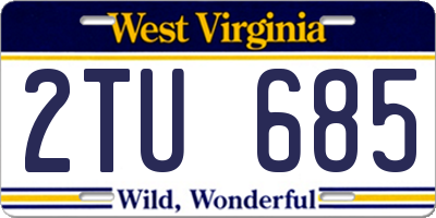 WV license plate 2TU685