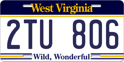 WV license plate 2TU806