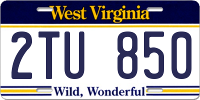 WV license plate 2TU850