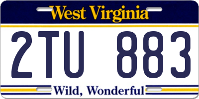 WV license plate 2TU883