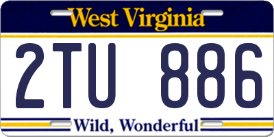 WV license plate 2TU886