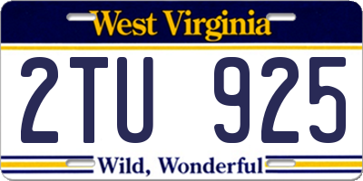 WV license plate 2TU925