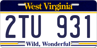WV license plate 2TU931