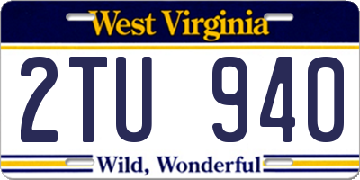 WV license plate 2TU940