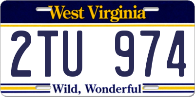 WV license plate 2TU974