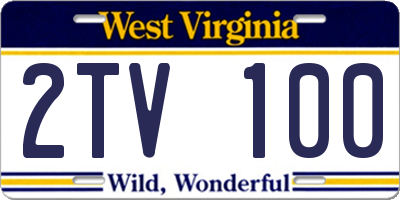 WV license plate 2TV100