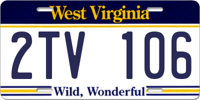 WV license plate 2TV106
