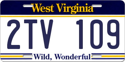 WV license plate 2TV109