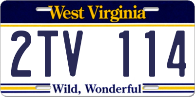 WV license plate 2TV114