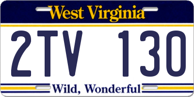 WV license plate 2TV130