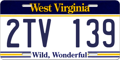 WV license plate 2TV139
