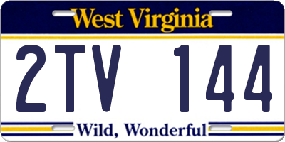 WV license plate 2TV144