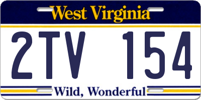 WV license plate 2TV154