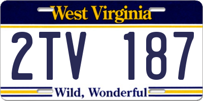 WV license plate 2TV187
