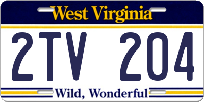 WV license plate 2TV204