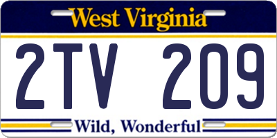 WV license plate 2TV209