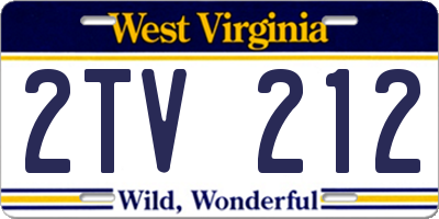 WV license plate 2TV212