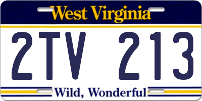 WV license plate 2TV213