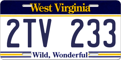 WV license plate 2TV233
