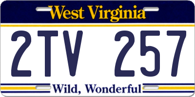 WV license plate 2TV257